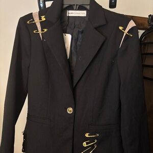 Glory Connection Black Blazer with Gold buttons and pins